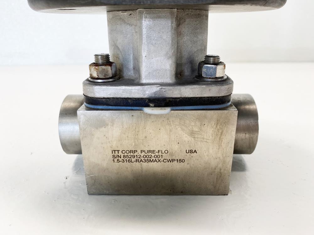 ITT Pure-Flo 1-1/2" Butt-Weld Stainless Sanitary Diaphragm Valve w/B217 Actuator